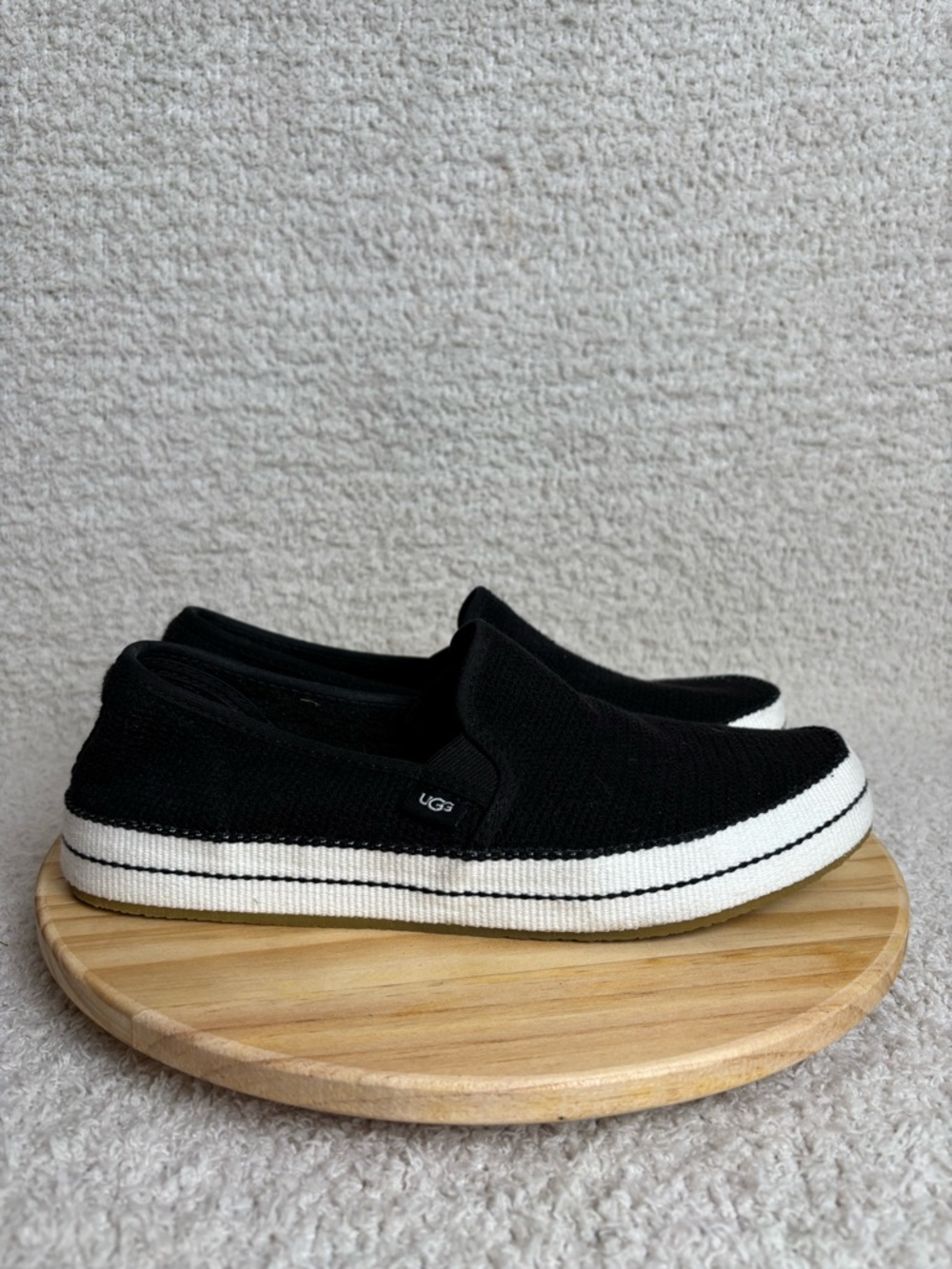 Ugg Bren Slip On Sneakers Cotton Mesh Womens 7.5 in Black White
